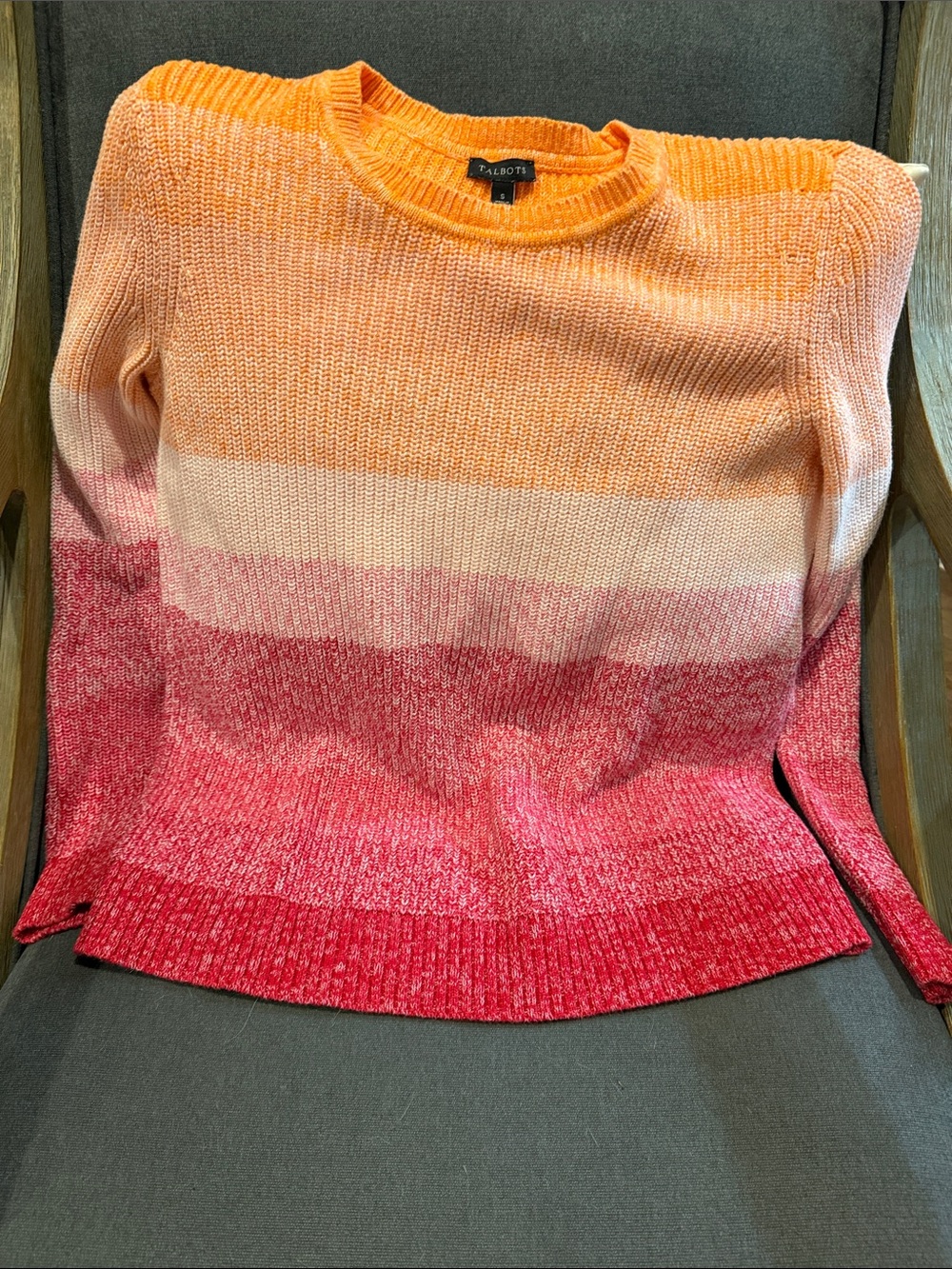 Talbots Orange Pink Gradient Crewneck Sweater Small